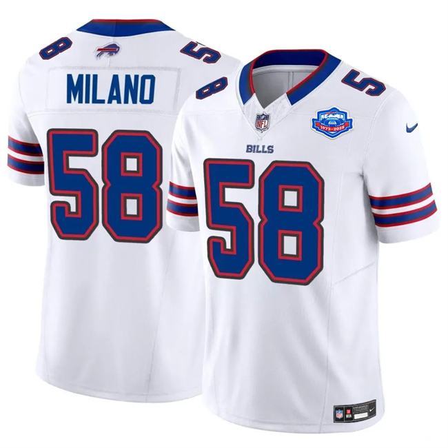 Men's Buffalo Bills #58 Matt Milano White 2025 F.U.S.E. With Farewell Patch Vapor Untouchable Limited Football Stitched Jersey