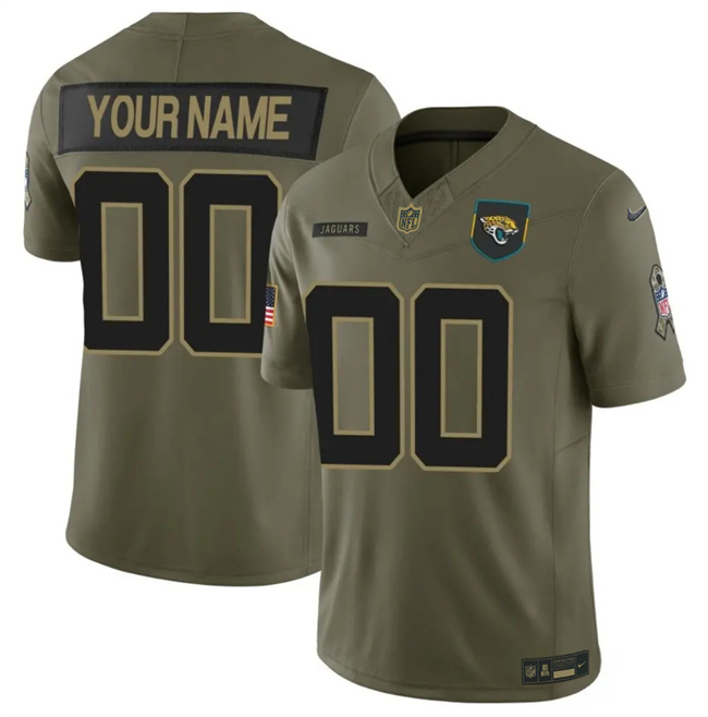 Men's Jacksonville Jaguars Active Player Custom Olive 2025 F.U.S.E. Salute To Service Limited Stitched Football Jersey