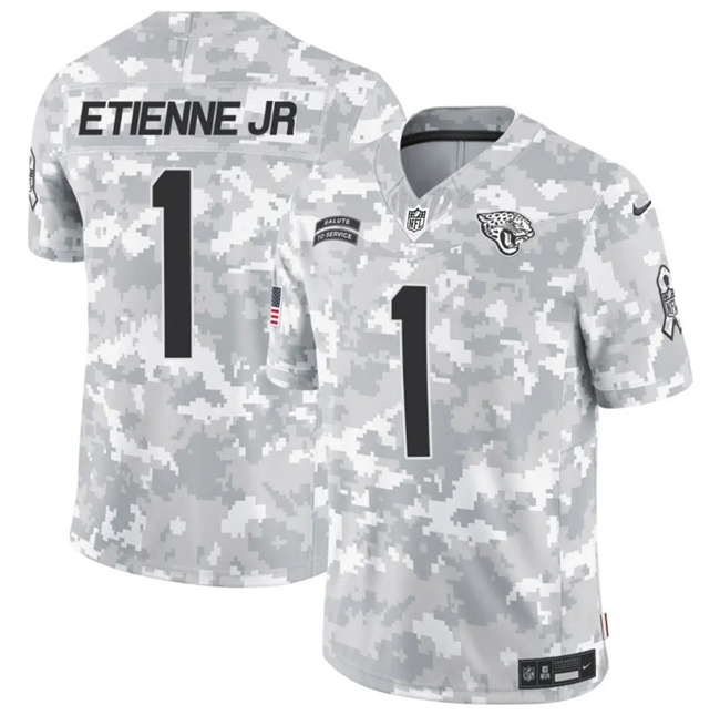 Men's Jacksonville Jaguars #1 Travis Etienne Jr. 2024 F.U.S.E Arctic Camo Salute To Service Limited Stitched Football Jersey
