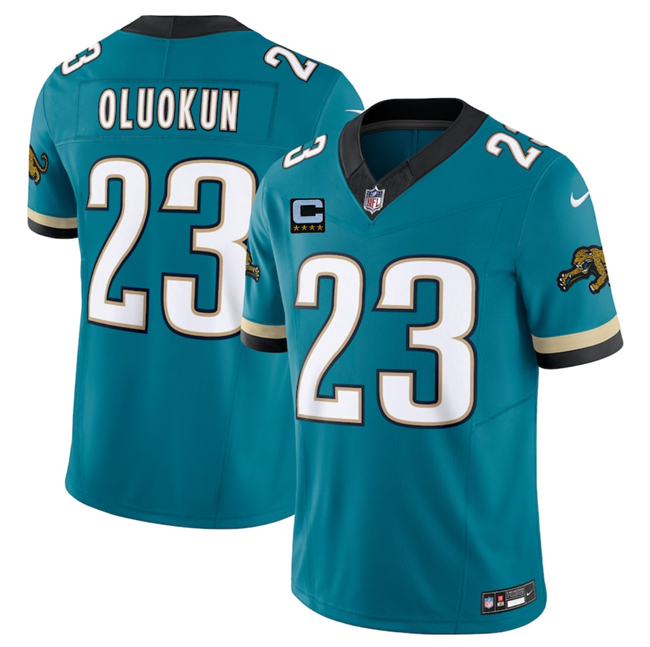 Men's Jacksonville Jaguars #23 Foye Oluokun Teal 2025 F.U.S.E. With 4-Star C Patch Prowler Throwback Vapor Limited Stitched Football Jersey