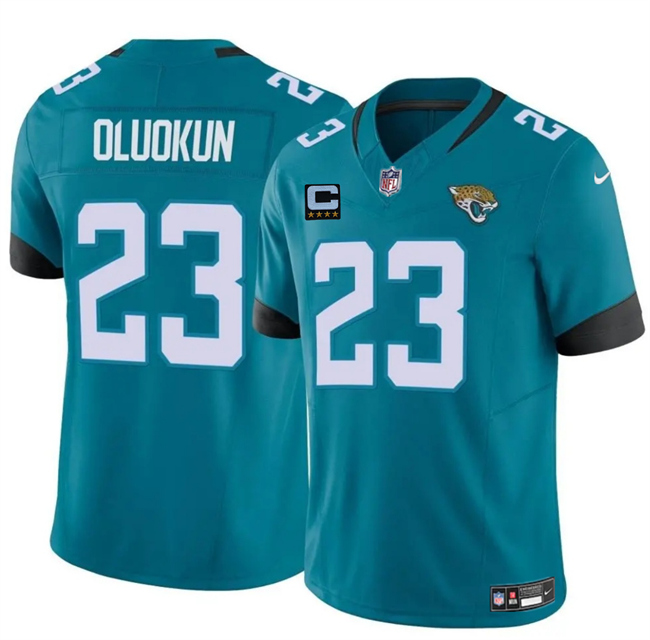 Men's Jacksonville Jaguars #23 Foye Oluokun Teal 2025 F.U.S.E. With 4-Star C Patch Vapor Untouchable Limited Stitched Jersey