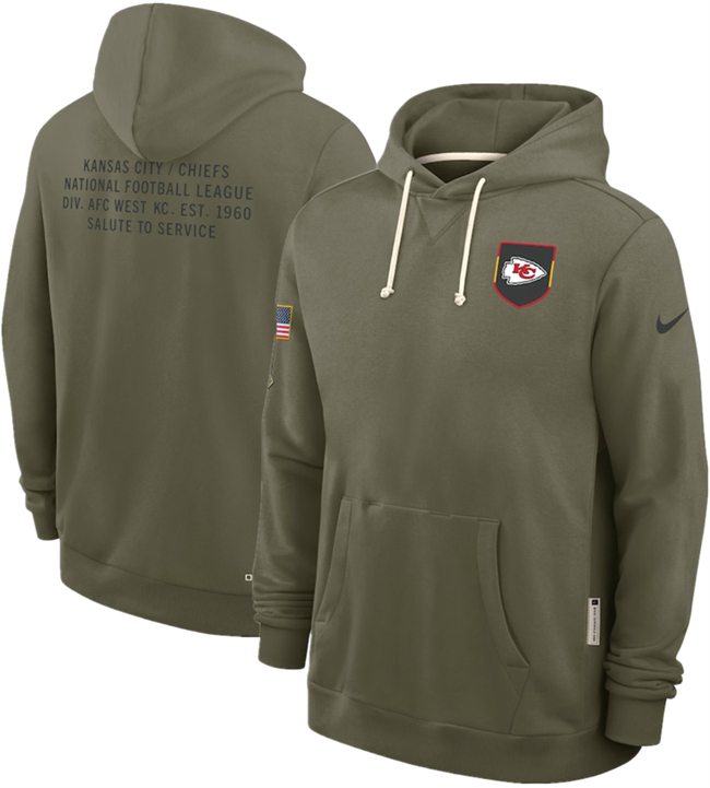 Men's Kansas City Chiefs Olive 2025 Salute To Service Pullover Hoodie