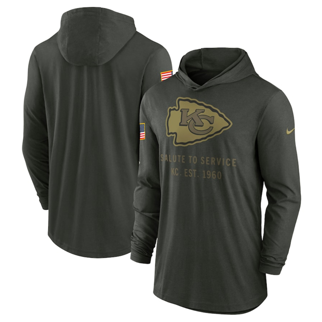 Men's Kansas City Chiefs Forest Green 2025 Salute To Service Sideline Dri-FIT Lightweight Pullover Hoodie