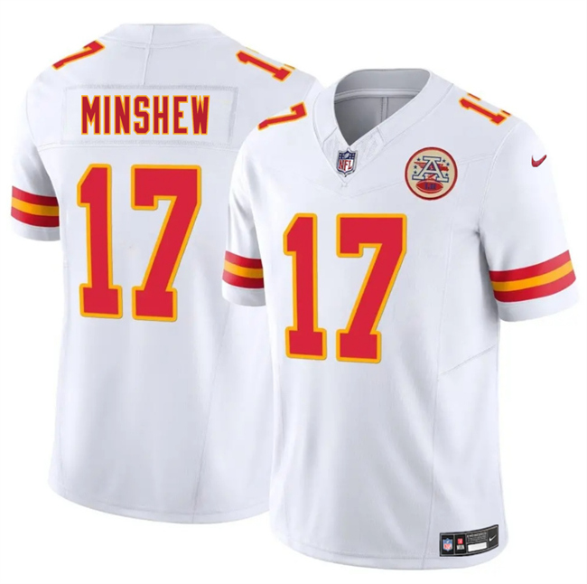 Men’s Kansas City Chiefs #17 Gardner Minshew White 2025 F.U.S.E. Vapor Untouchable Limited Stitched Football Jersey