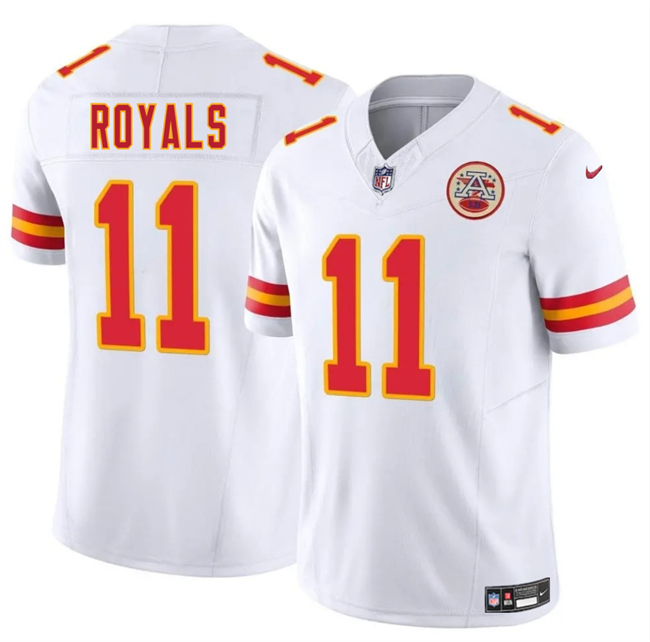 Men’s Kansas City Chiefs #11 Jalen Royals White 2025 Draft F.U.S.E. Vapor Untouchable Limited Stitched Football Jersey