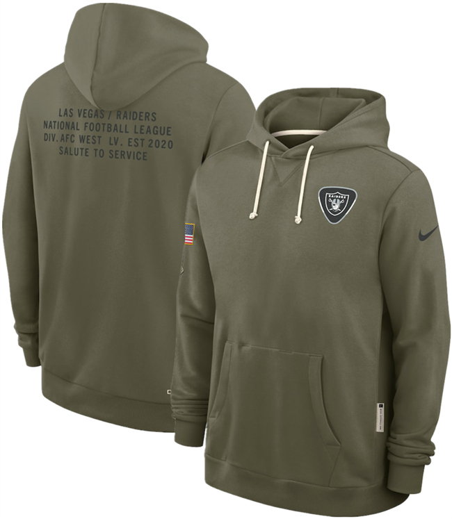 Men's Las Vegas Raiders Olive 2025 Salute To Service Pullover Hoodie