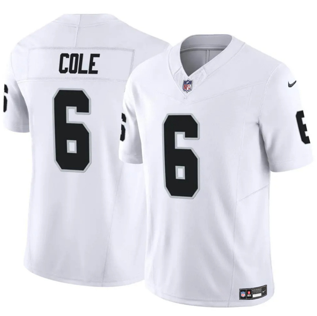 Men's Las Vegas Raiders #6 A.J. Cole White 2025 F.U.S.E. Vapor Untouchable Limited Stitched Football Jersey