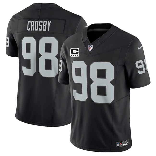 Men's Las Vegas Raiders #98 Maxx Crosby Black 2025 F.U.S.E. With 4-Star C Patch Vapor Untouchable Limited Stitched Football Jersey