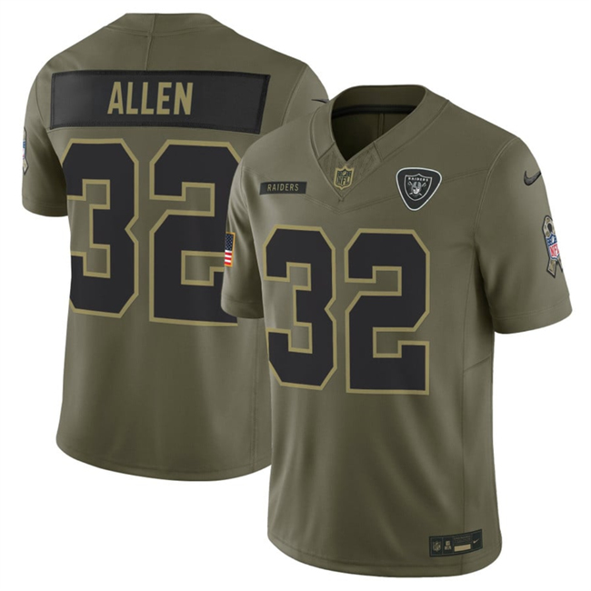 Men's Las Vegas Raiders #32 Marcus Allen Olive 2025 F.U.S.E. Salute To Service Limited Stitched Football Jersey