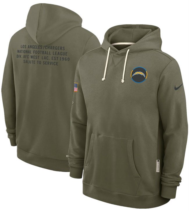 Men's Los Angeles Chargers Olive 2025 Salute To Service Pullover Hoodie