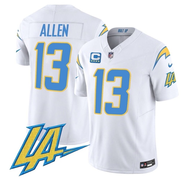 Men's Los Angeles Chargers #13 Keenan Allen White F.U.S.E With LA & 4-Star C Patch Vapor Limited Stitched Football Jersey