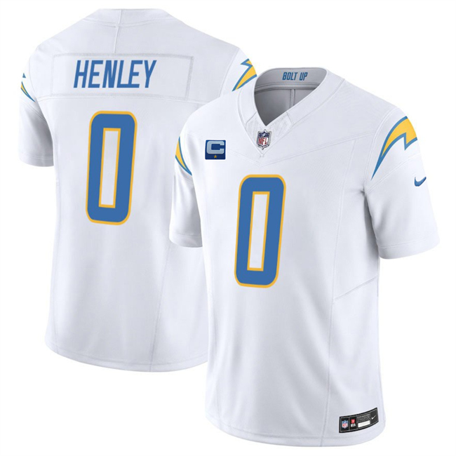 Men's Los Angeles Chargers #0 Daiyan Henley White 2025 F.U.S.E With 1-Star C Patch Vapor Limited Stitched Football Jersey