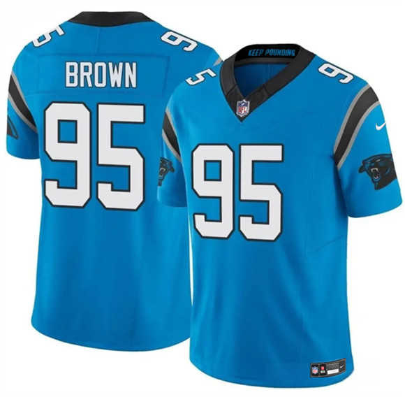 Men's Carolina Panthers #95 Derrick Brown Blue 2025 F.U.S.E. Vapor Limited Football Stitched Jersey