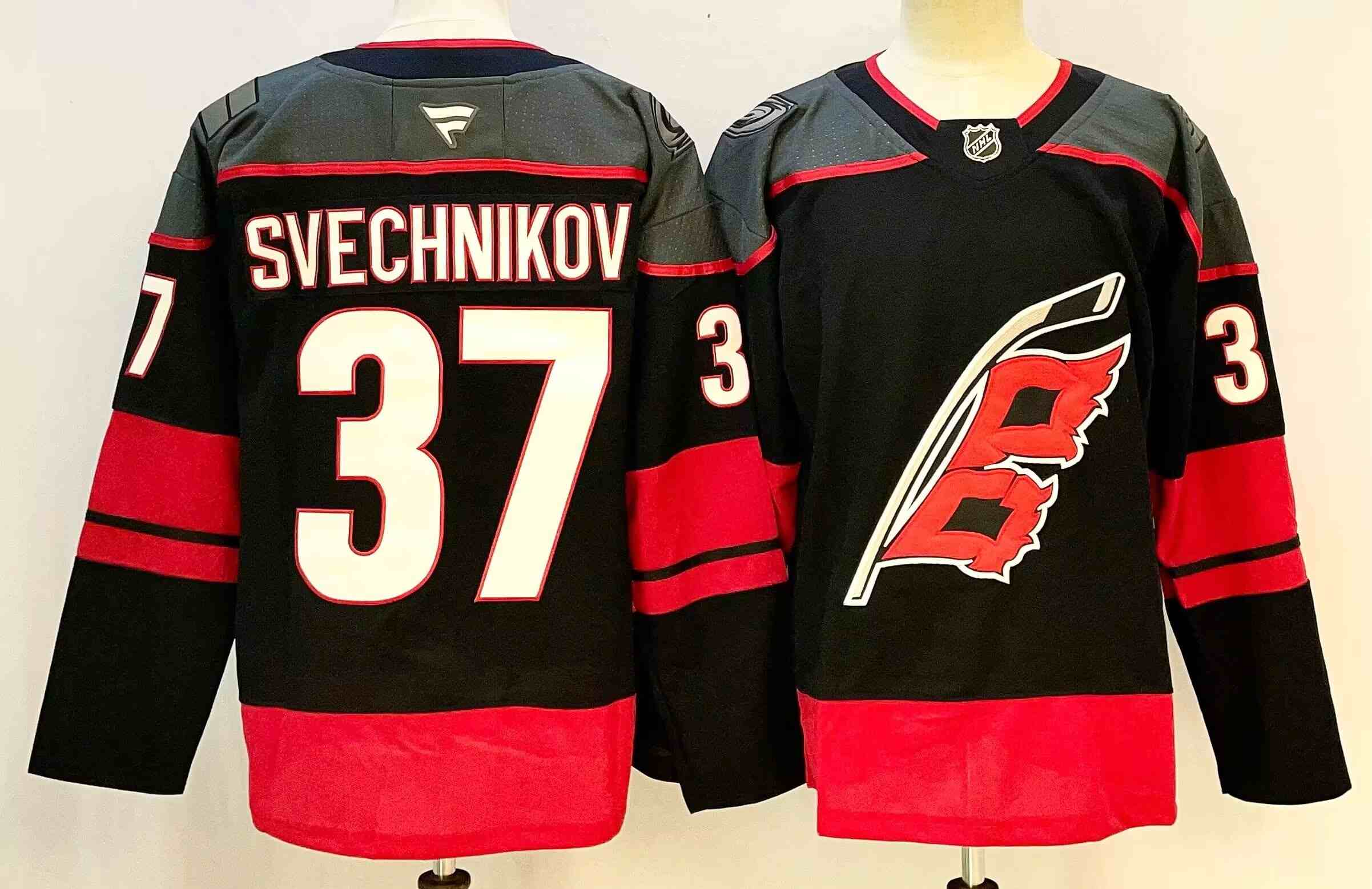Men's Carolina Hurricanes #37 Andrei Svechnikov Black 2024-25 Home Stitched Hockey Jersey