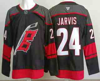 Men's Carolina Hurricanes #24 Seth Jarvis Black Authentic Jersey