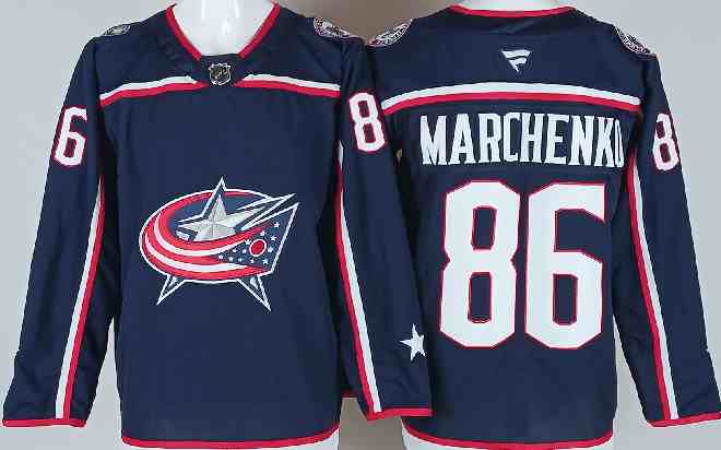 Men's Columbus Blue Jackets #86 Kirill Marchenko Navy Stitched Hockey Jersey_Jc