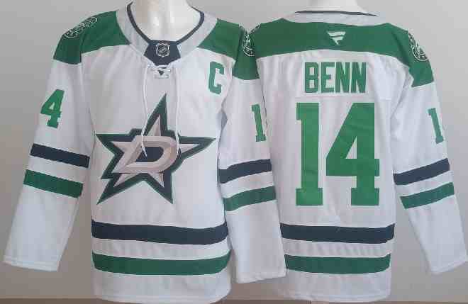 Men's Dallas Stars #14 Jamie Benn White Reverse Retro Stitched Jersey