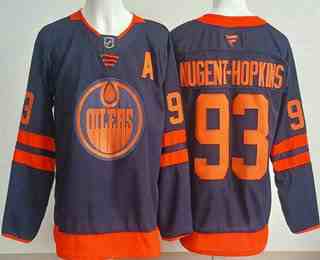 Men's Edmonton Oilers #93 Ryan Nugent Hopkins Navy Authentic Jersey