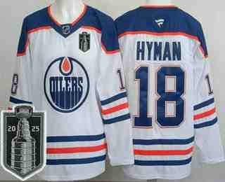 Men's Edmonton Oilers #18 Zach Hyman White 2025 Stanley Cup Final Authentic Jersey