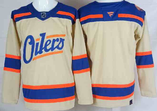 Men's Edmonton Oilers Blank Light Beige Alternate Stitched Hockey Jersey