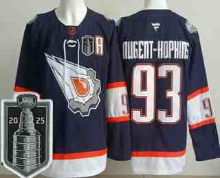 Men's Edmonton Oilers #93 Ryan Nugent Hopkins Navy Alternate 2025 Stanley Cup Final Authentic Jersey