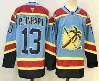 Men's Florida Panthers #13 Sam Reinhart Blue Reverse Retro Stitched Authentic Jersey