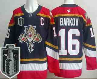 Men's Florida Panthers #16 Aleksander Barkov Navy 2025 Stanley Cup Final Authentic Jersey
