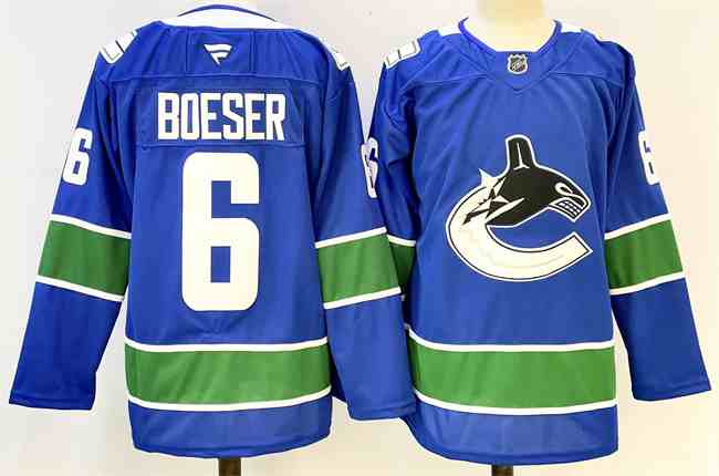 Men's Vancouver Canucks #6 Brock Boeser Royal 2024-25 Home Stitched Hockey Jersey