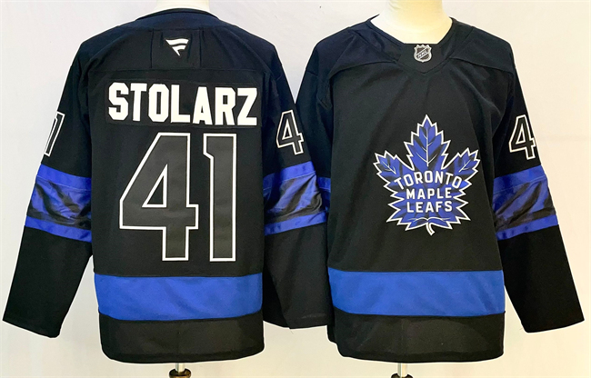 Men's Toronto Maple Leafs #41 Anthony Stolarz Black 2024-25 Stitched Hockey Jersey
