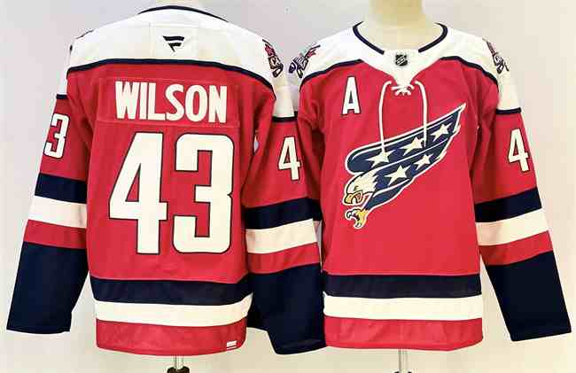 Men's Washington Capitals #43 Tom Wilson Red With A Patch Stitched Hockey Jersey