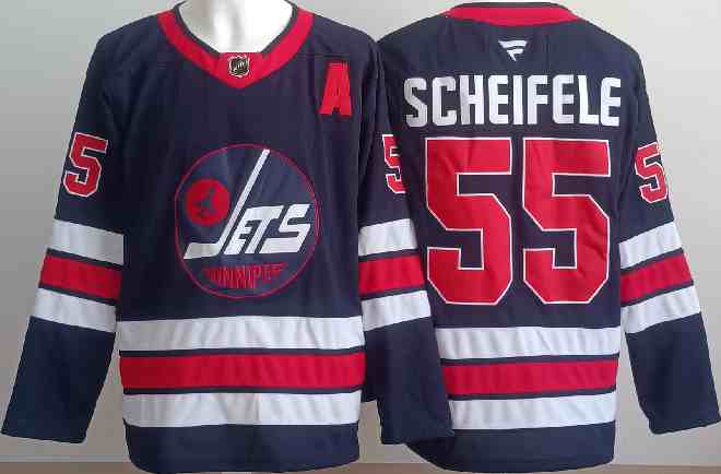 Men's Winnipeg Jets #55  Mark Scheifele Navy 2024-25 Alternate Stitched Hockey Jersey