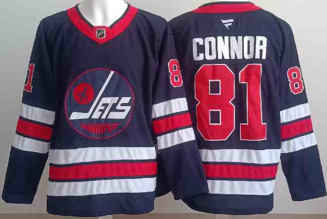 Men's Winnipeg Jets #81 Kyle Connor  Navy 2024-25 Alternate Stitched Hockey Jersey