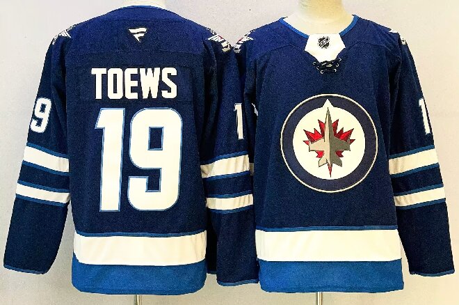 Men's Winnipeg Jets #19 Jonathan Toews Navy 2024-25 Home Stitched Hockey Jersey
