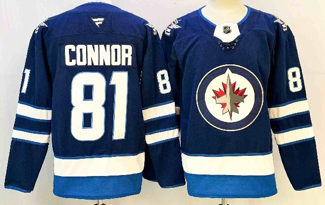 Men's Winnipeg Jets #81 Kyle Connor Navy 2024-25 Home Stitched Hockey Jersey
