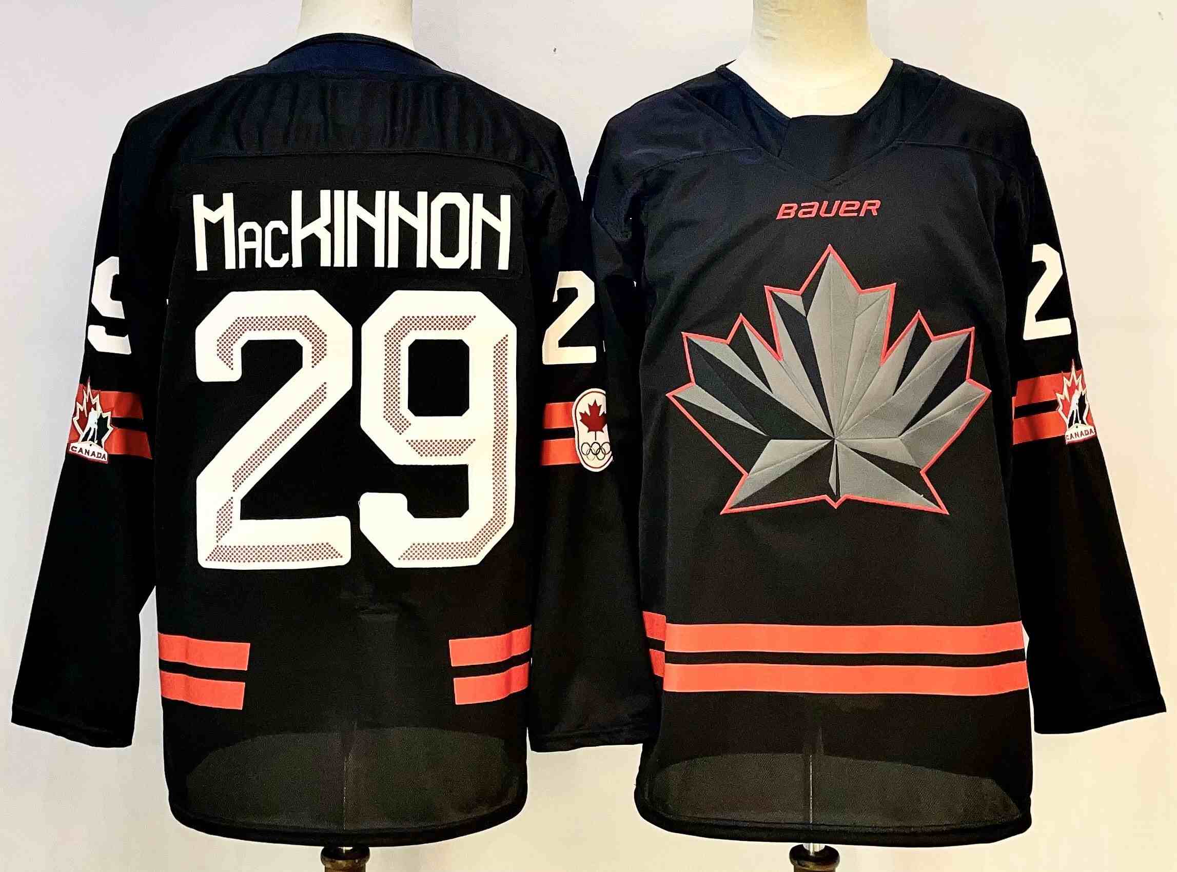 Men's Canada Hockey #29 Nathan MacKinnon Black Stitched Jersey