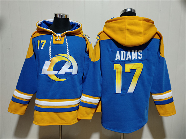 Men's Los Angeles Rams #17 Davante Adams Blue Ageless Must-Have Lace-Up Pullover Hoodie