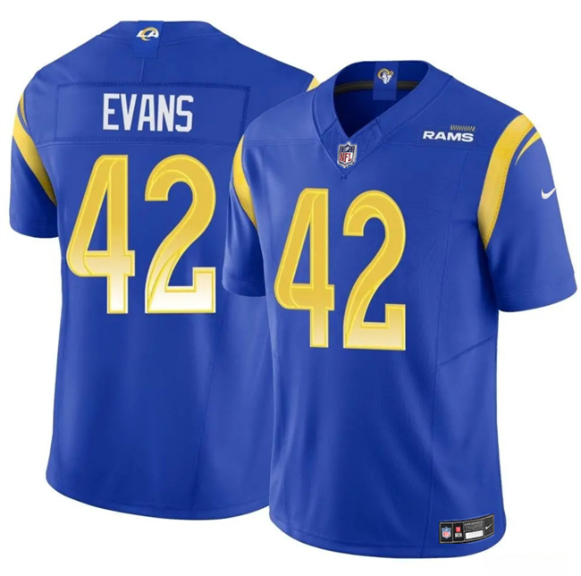 Men's Los Angeles Rams #42 Ethan Evans Blue 2025 F.U.S.E. Vapor Untouchable Stitched Football Jersey