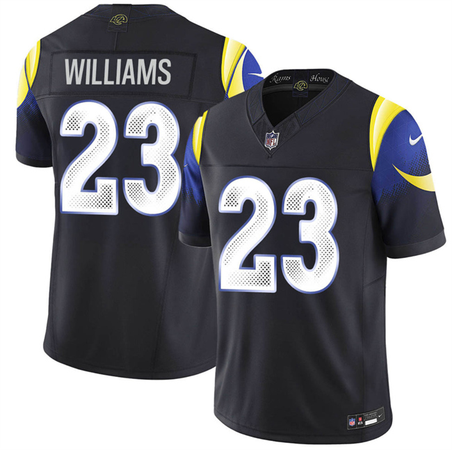 Men's Los Angeles Rams #23 Kyren Williams Black 2025 F.U.S.E. “Rivalries” Vapor Limited Stitched Football Jersey