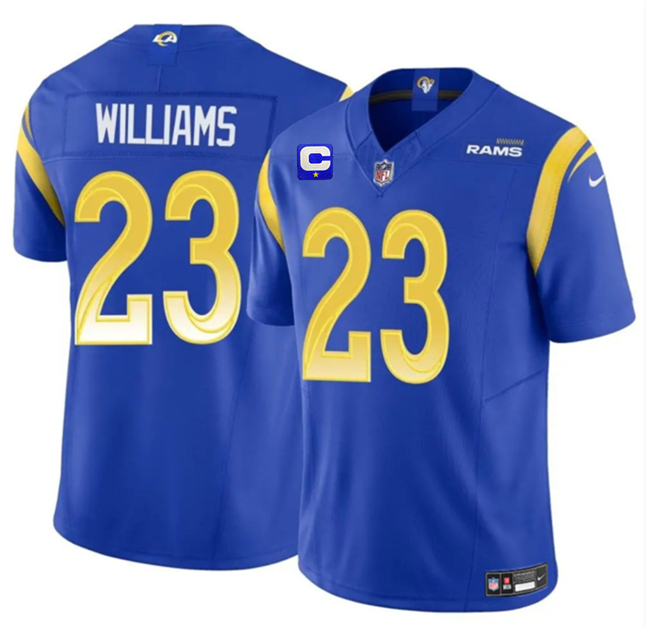 Men's Los Angeles Rams #23 Kyren Williams Blue 2025 F.U.S.E. With 1-Star C Patch Vapor Untouchable Stitched Football Jersey
