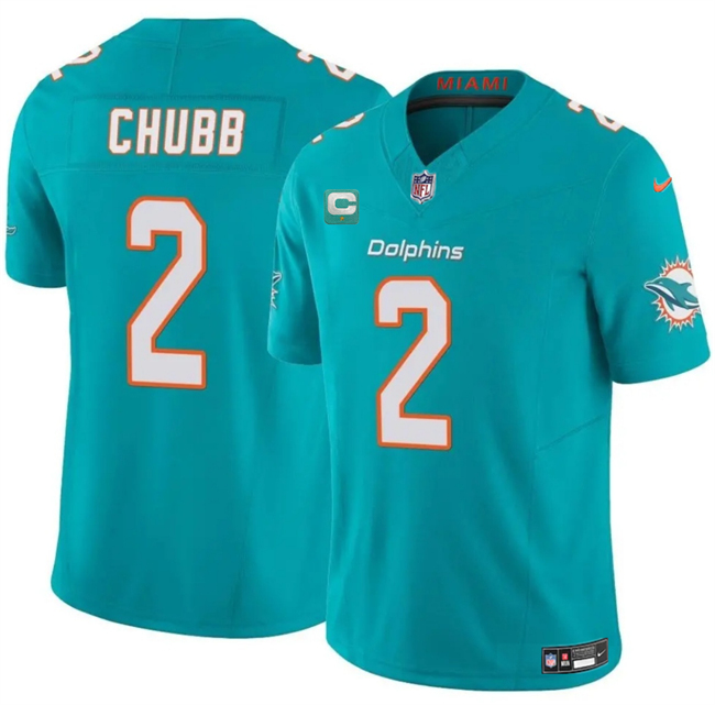 Men's Miami Dolphins #2 Bradley Chubb Aqua 2025 F.U.S.E. With 1-Star C Patch Vapor Limited Stitched Football Jersey