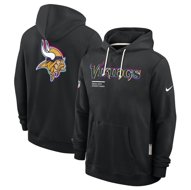 Men's Minnesota Vikings Black 2025 Crucial Catch Club Pullover Hoodie
