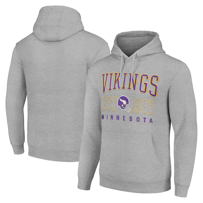 Men's Minnesota Vikings Grey Throwback Logo Pullover Hoodie