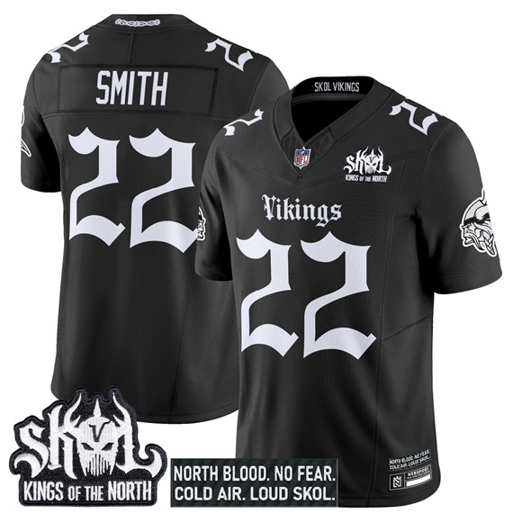 Men's Minnesota Vikings #22 Harrison Smith Black 2025 F.U.S.E. Kings Of The North Patch 'Gothic Norseblood Edition' Vapor Untouchable Limited Stitched Football Jersey