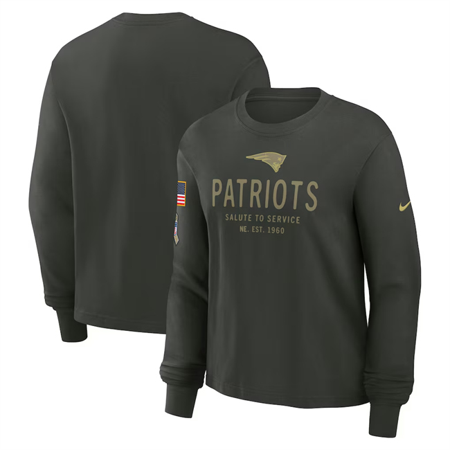 Men's New England Patriots Dark Green 2025 Salute To Service Sideline Dri-FIT Long Sleeve T-Shirt