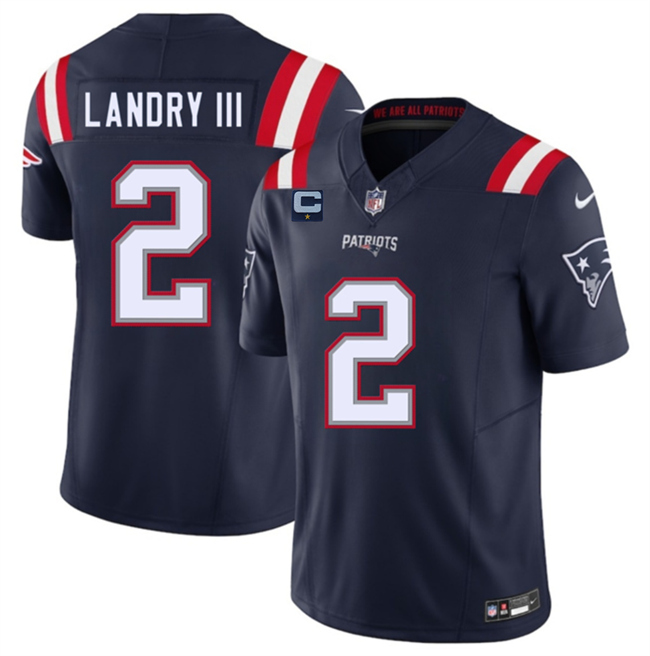 Men's New England Patriots #2 Harold Landry III Navy 2025 F.U.S.E. With 1-Star C Patch Vapor Limited Stitched Football Jersey