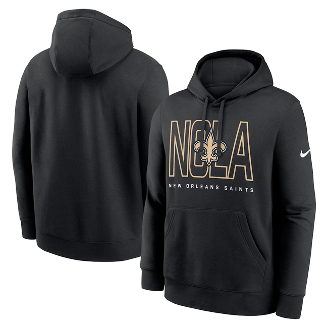 Men's New Orleans Saints Black Busted Play Club Fleece Pullover Hoodie