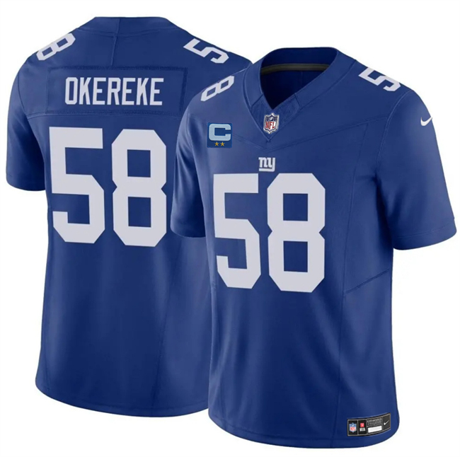 Men's New York Giants #58 Bobby Okereke Blue 2025 F.U.S.E. With 2-Star C Patch Vapor Untouchable Limited Stitched Jersey