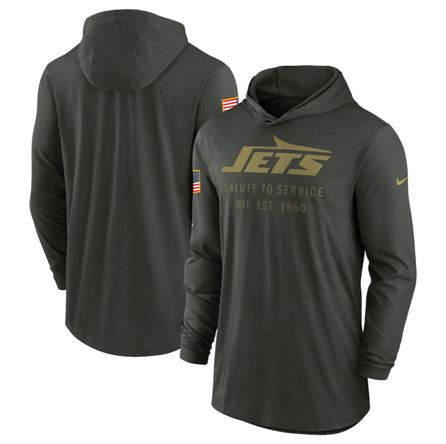 Men's New York Jets Forest Green 2025 Salute To Service Sideline Dri-FIT Lightweight Pullover Hoodie