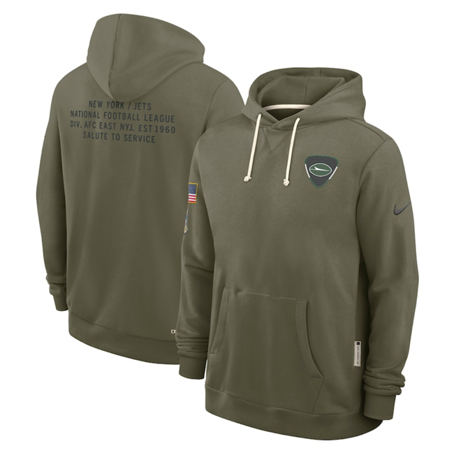 Men's New York Jets Olive 2025 Salute To Service Pullover Hoodie