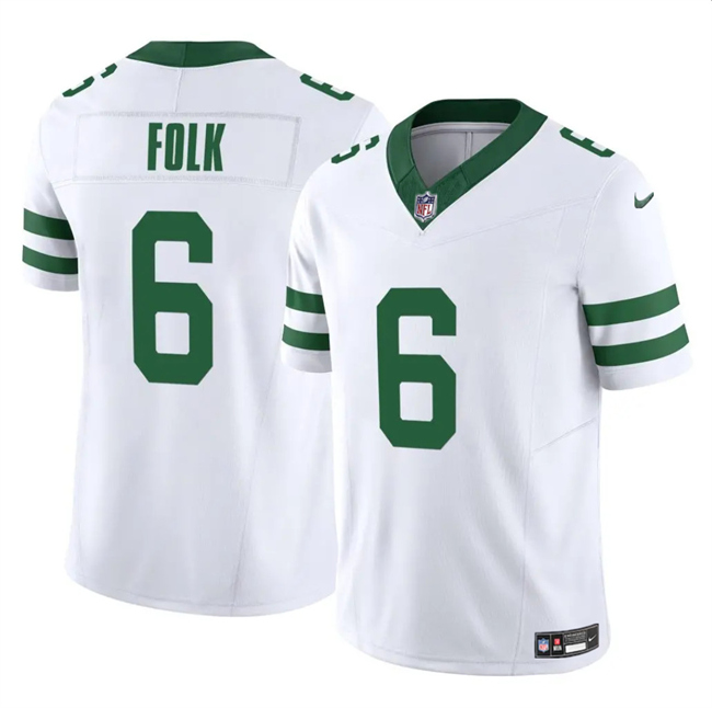 Men's New York Jets #6 Nick Folk White 2025 F.U.S.E. Vapor Untouchable Limited Stitched Jersey